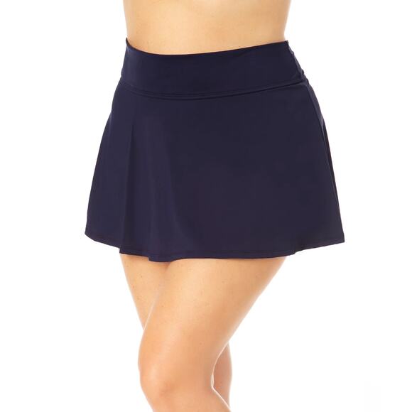 NWT Anne Cole Soft Band Skirted Swim Bottom Navy Blue Skirt Plus Size 24W - Picture 2 of 10